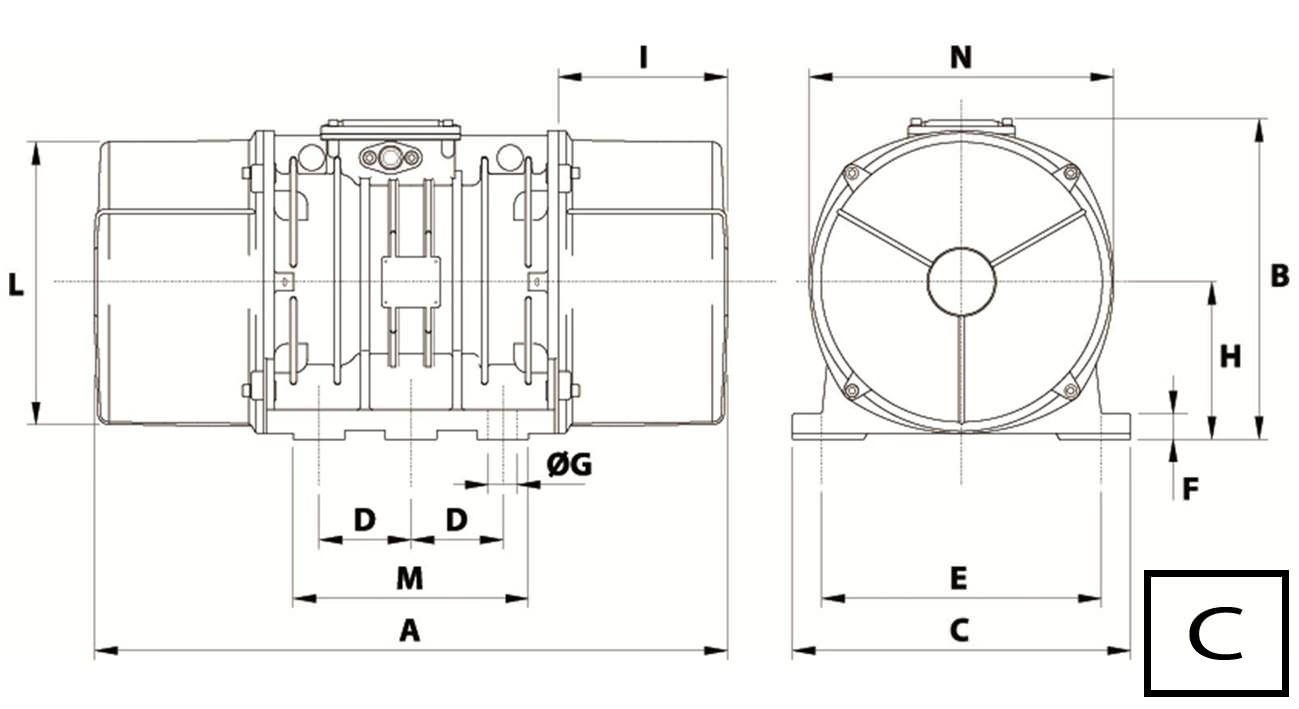 C MVSI : 4 polig - 1500/1800 rpm - Dreiphasen