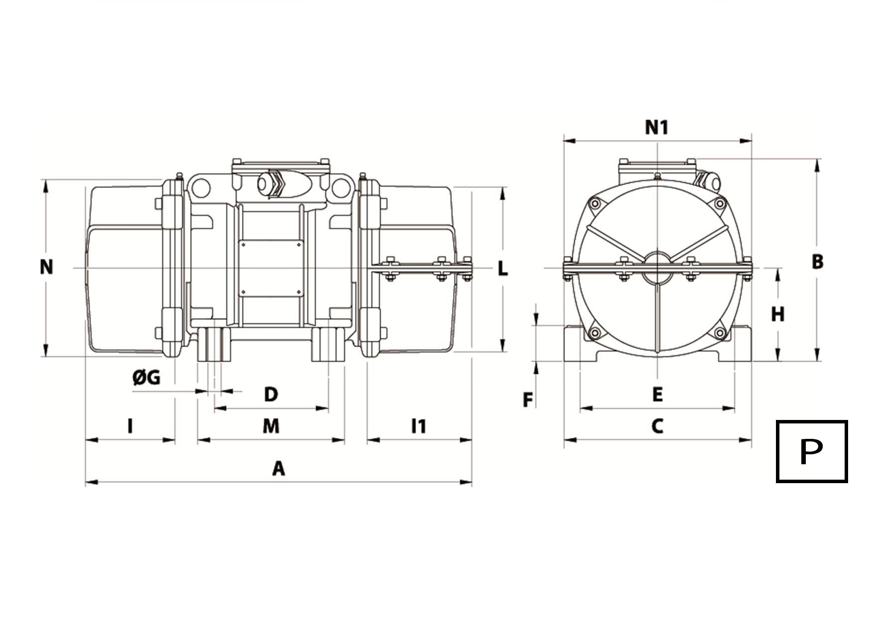 P MVSI TS : 8 polig - 750/900 rpm - Dreiphasen